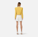 Shorts in gabardina con logo gioiello