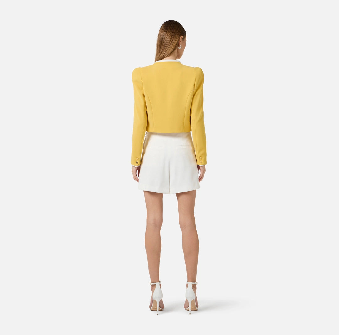 Shorts in gabardina con logo gioiello