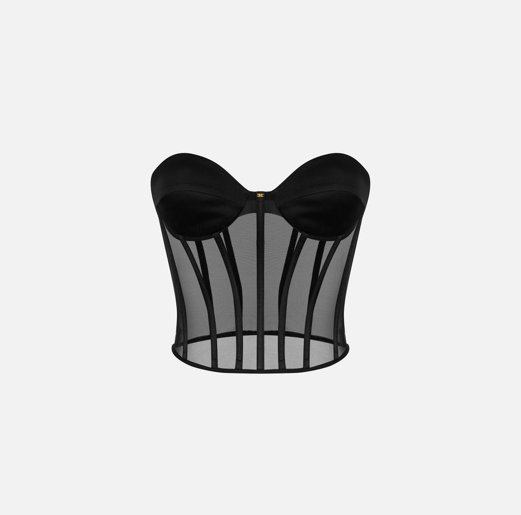 Top bustier in tulle e satin