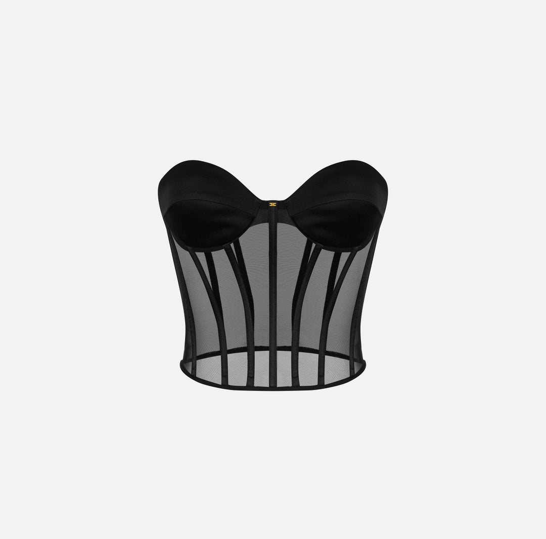 Top bustier in tulle e satin