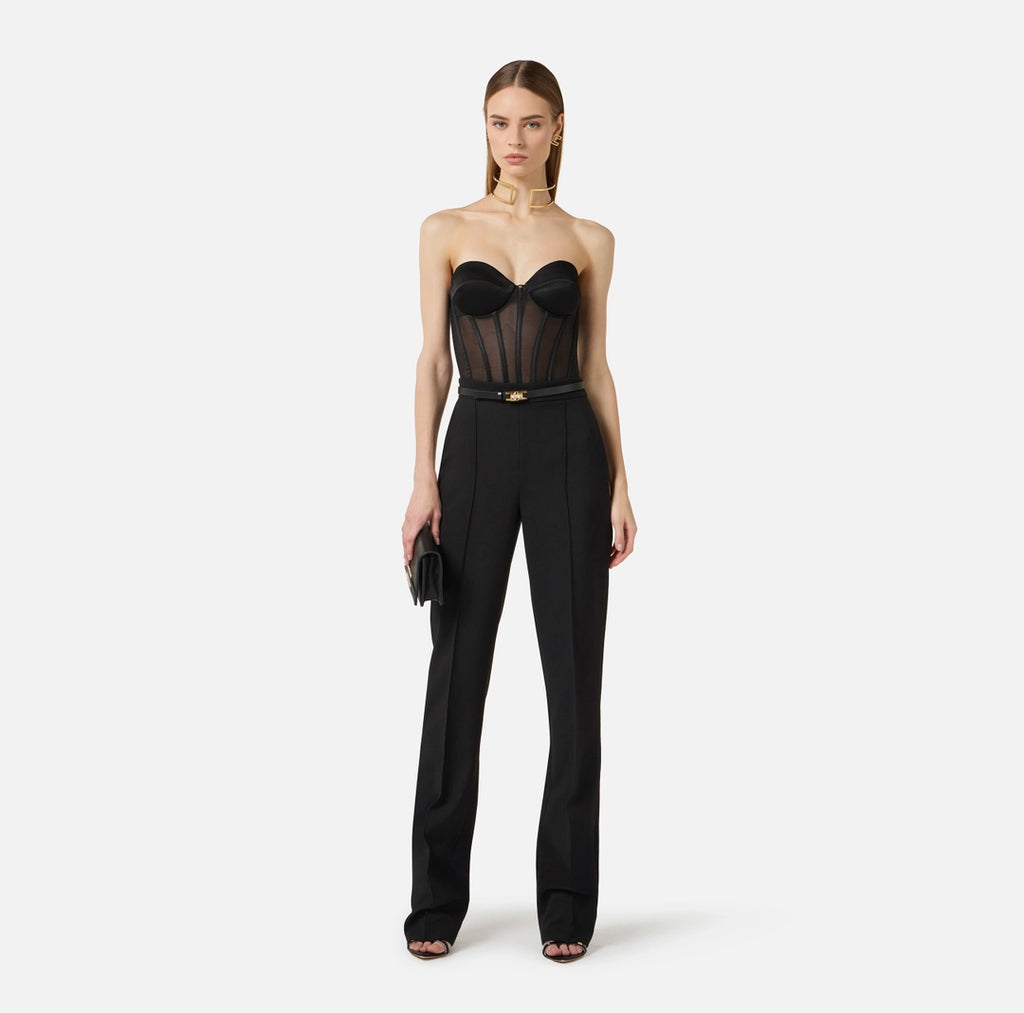 Top bustier in tulle e satin