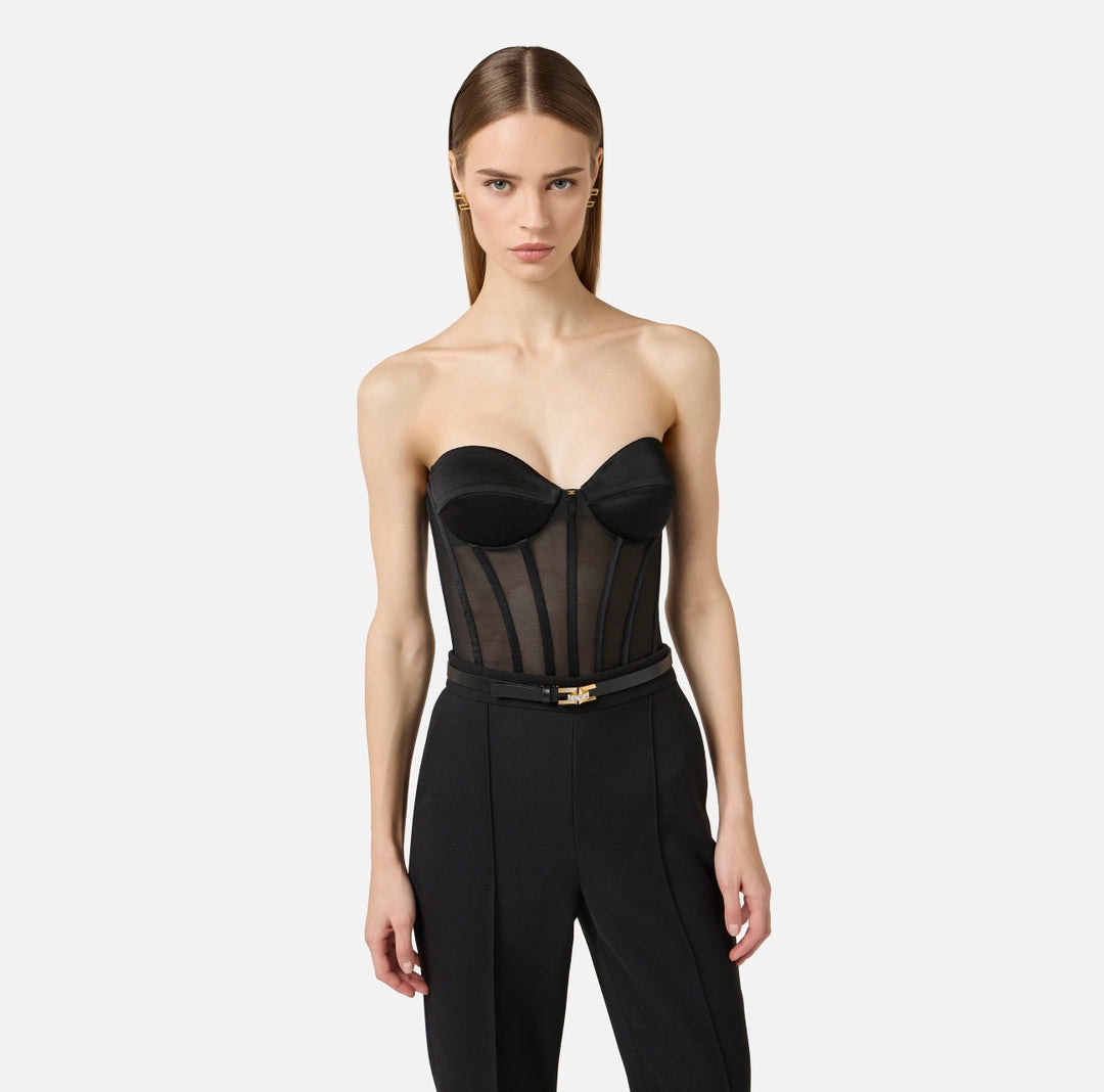 Top bustier in tulle e satin