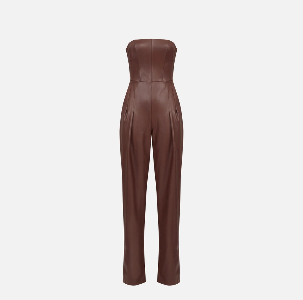 Tuta bustier con texture nappata