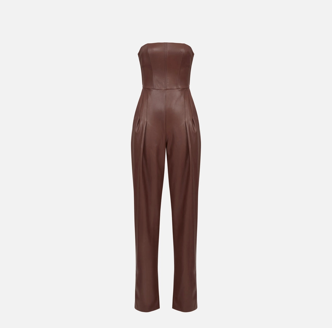 Tuta bustier con texture nappata