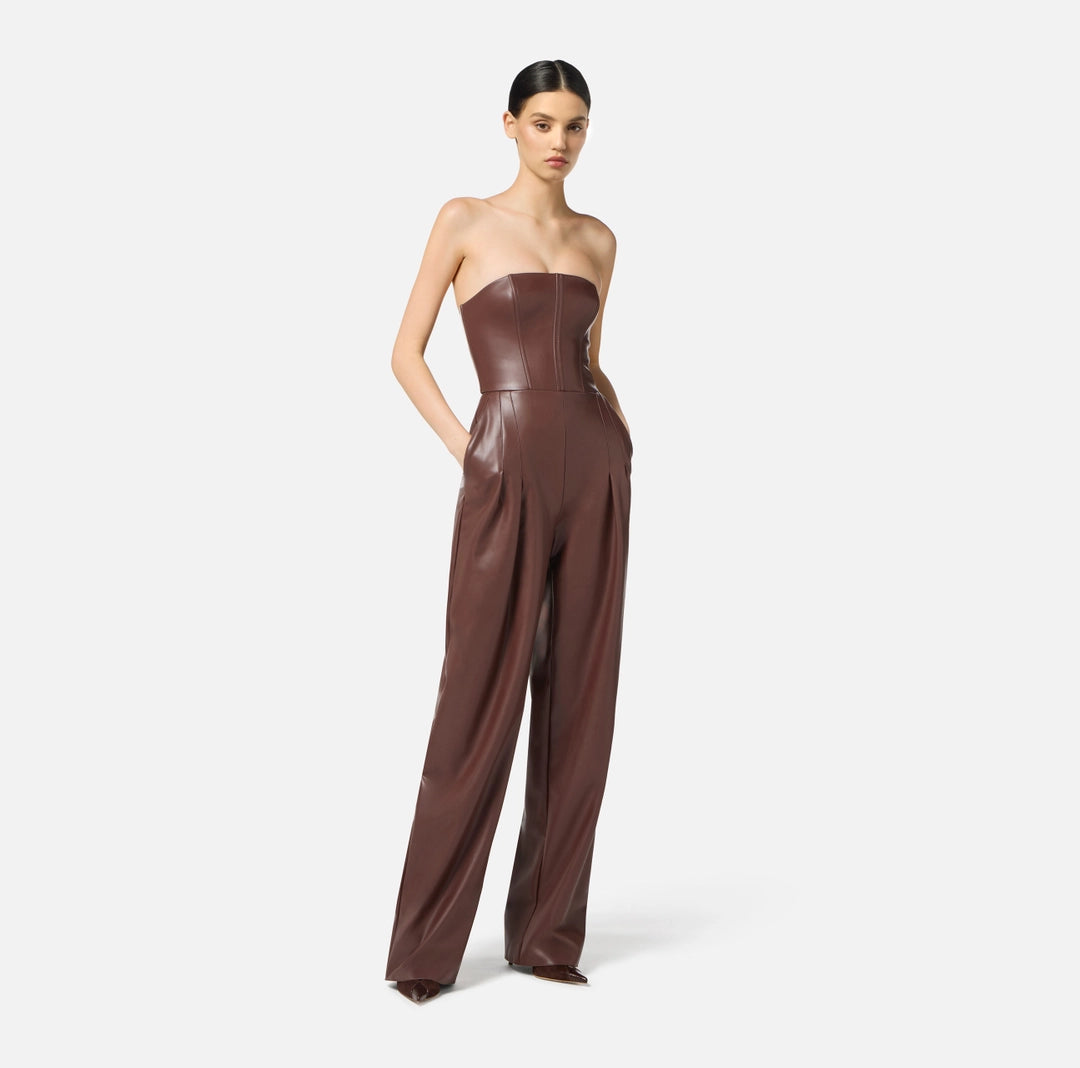 Tuta bustier con texture nappata