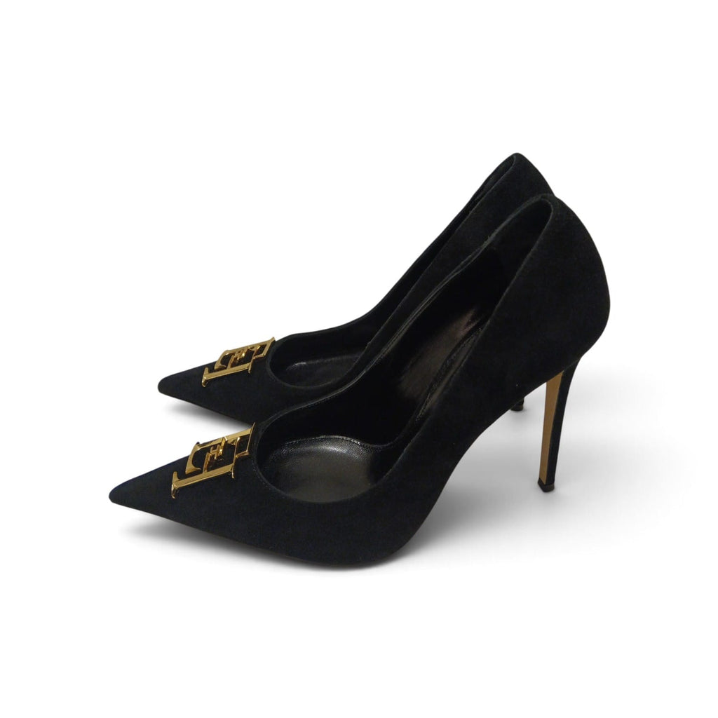 Décolleté in suede con dettaglio logo