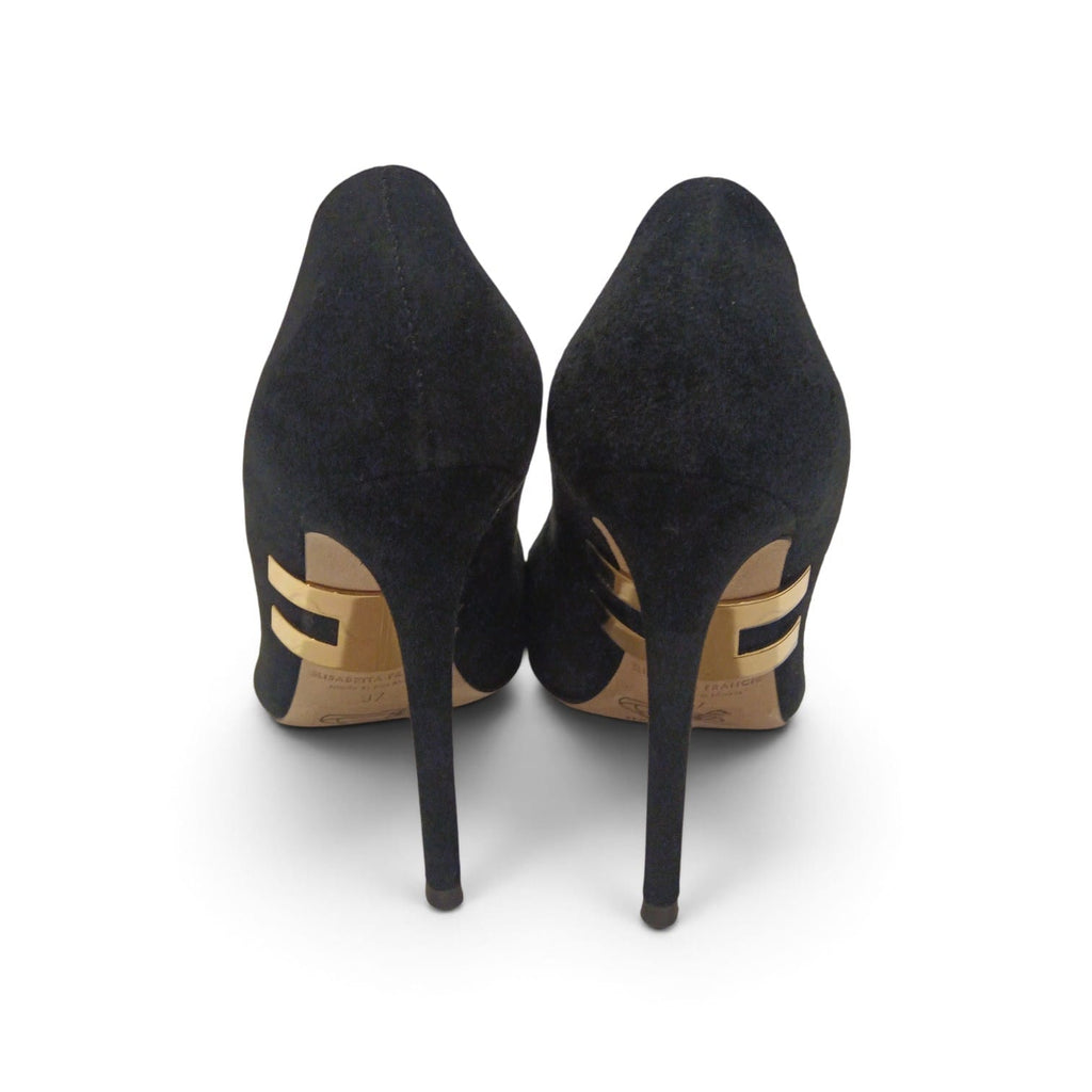 Décolleté in suede con logo gioiello